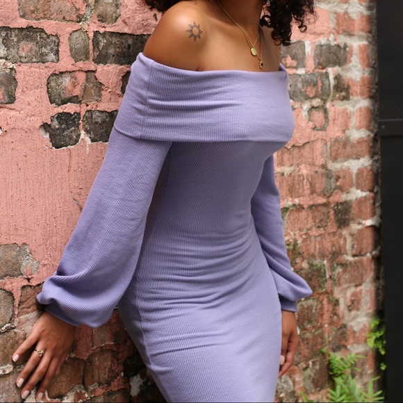 Dresses & Skirts - Lavender off the shoulder ribbed dress